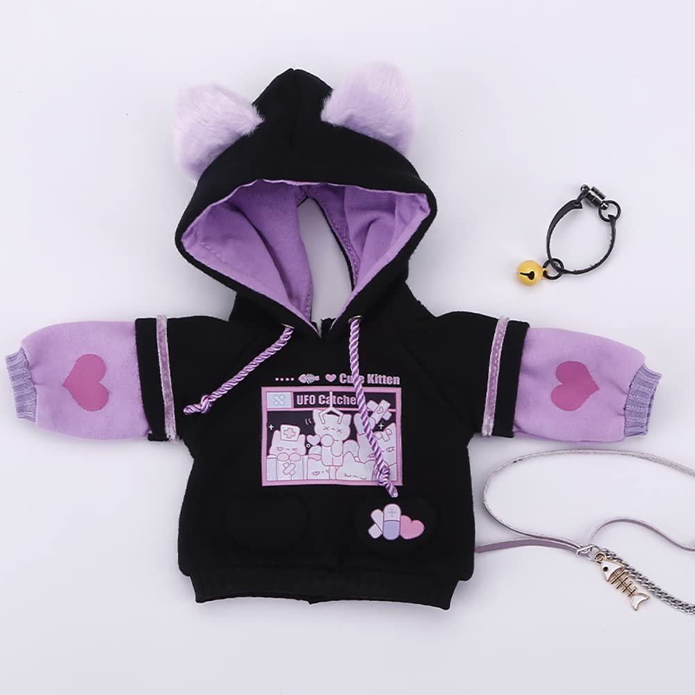 New 1/3, 1/4, 1/6BJD Doll Clothes Cute Cat Sweater for Large 1/6, Yosd, 30cm 45cm 60cm Bjd SD DD Doll Accessories (Black-Purple,1/6)