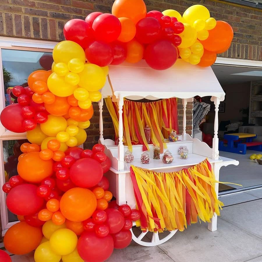 100PCS Red Yellow Orange Balloon Garland Arch Kit for Firemen Firefighter Birthday Party Fire Truck Fire Engine Party Decorations
