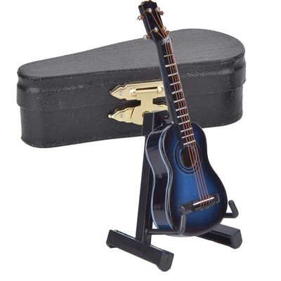 Joyzan Miniature Wood Guitar Model, Mini Wooden Electric Guitar Music Instrument Stand Support Case Display Small Replica Collectible Decoration Birthday Gift Ornaments Craft Home Decor