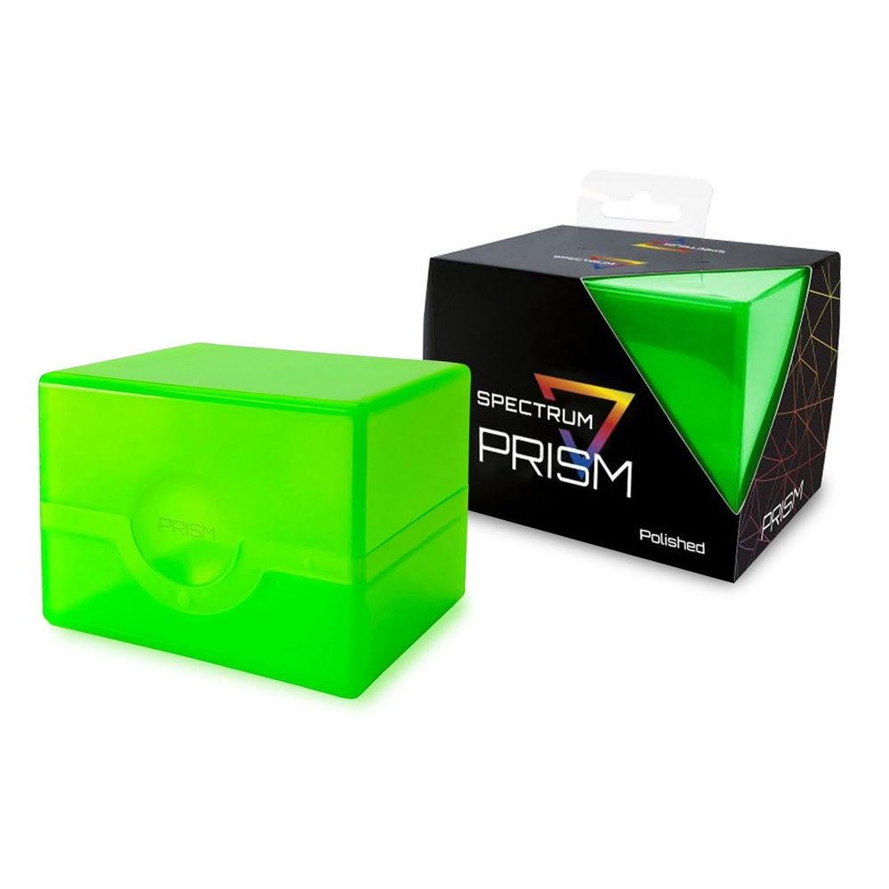 BCW Spectrum Prism Deck Case - Lime Green - 1 Pack | Secure Snap Closure Card Deck Case | Fits 100 Double-Sleeved Cards | Trading Card Deck Storage Ideal for Magic the Gathering, Pokemon, and More