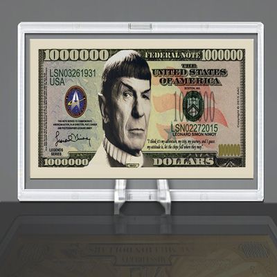 Leonard Nimoy Star Trek Spock Collectible Million Dollar Bill Novelty Dollar Bill Desktop Collectible - Comes in Desk Display Stand - Desk Top Accessory Gift