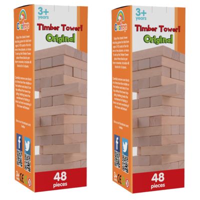 CoolToys Timber Tower Wood Block Stacking Game  Original Edition (48 Pieces)  2 Pack