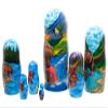 Golden Cockerel Brown Bear Fishing Nesting Doll 7pc./8" view 2