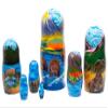 Golden Cockerel Brown Bear Fishing Nesting Doll 7pc./8" view 4