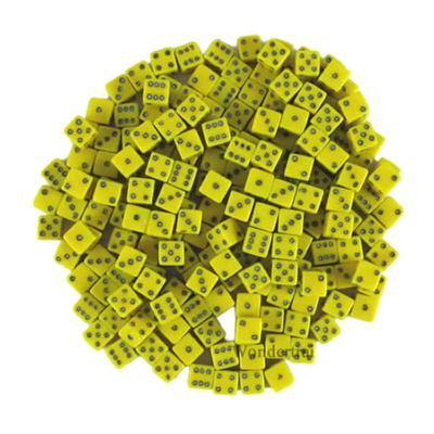 Yellow Opaque D6 Dice with Black Pips 5mm (13/64in) Pack of 200 Koplow Games