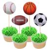 36 PCS Sports Cupcake Toppers Baseball Cupcake Picks Football Soccer Ball ToothPicks Rugby Basketball Cake Decorations for Sports Balls Theme Boys Men Birthday Party Supplies view 1