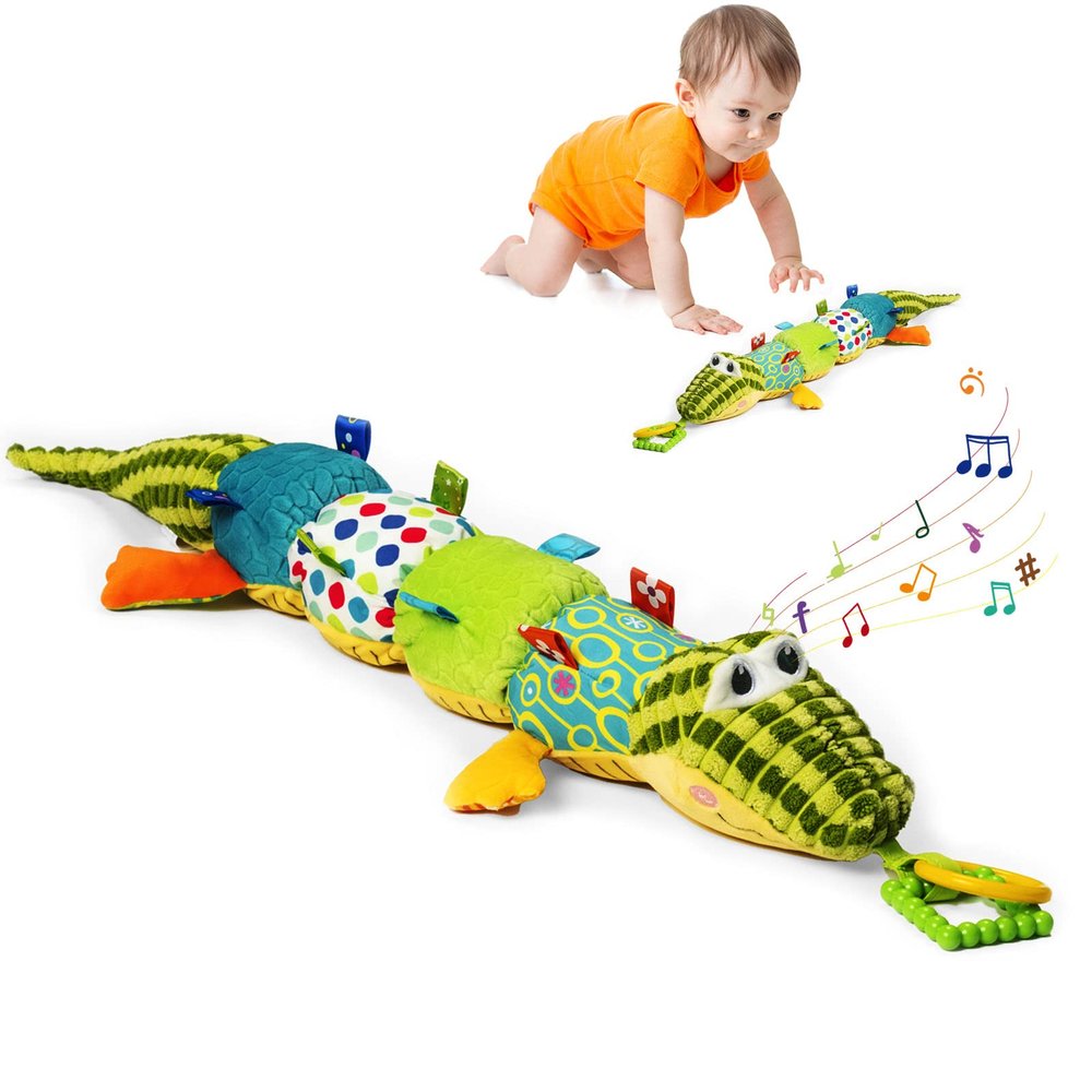 Jollybaby Baby Toys, Tummy Time Baby Toys 6-12 Month with Rattles, Crinkle, Newborn Musical Toy for Infant 0 3 6 9 12 Months Boys & Girls-Alligator