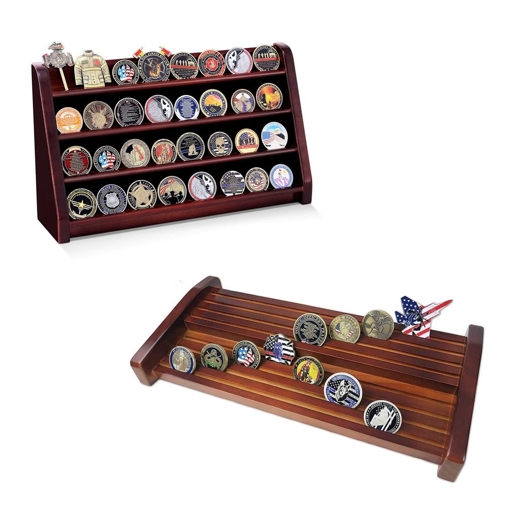 ASmileIndeep 4 Rows Challenge Coin Display Holder & 8 Rows Challenge Coin Display Stand