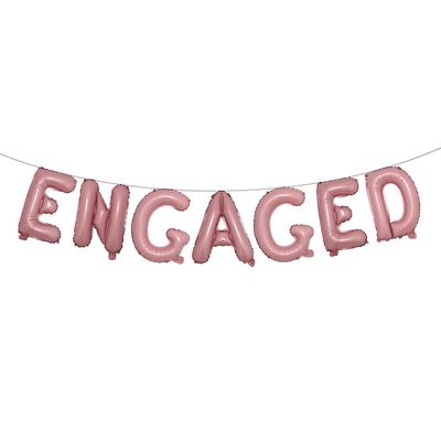 16 inch Multicolored Engaged AF Balloon Letters Banner Engagement Party Decorations Supplies (ENGAGED Pink)