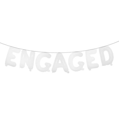 16 inch Multicolored Engaged AF Balloon Letters Banner Engagement Party Decorations Supplies (ENGAGED White)