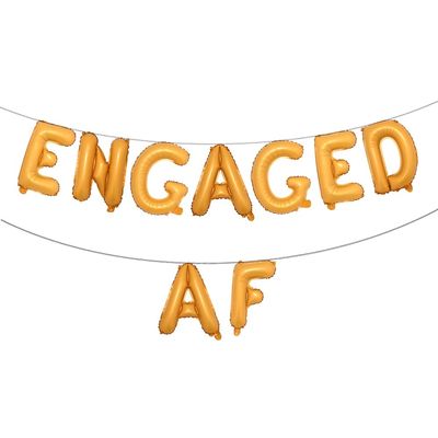 16 inch Multicolored Engaged AF Balloon Letters Banner Engagement Party Decorations Supplies (ENGAGED AF Orange)