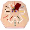 AmishToyBox.com Large Wahoo Marble Game Board Set - 25" Wide - Maple Wood - Double-Sided - with Large 1" Marbles and Dice Included view 1