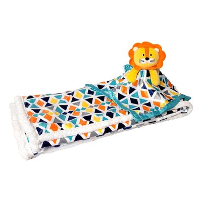 SONA G DESIGNS Personalized Baby Security Blanket Lovey and Swaddle Blanket Set for Babies Boy and Girl (Yellow Lion)