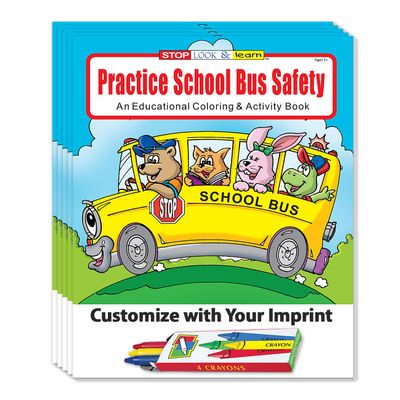 ZOCO  School Bus Safety & Rules  Custom Coloring & Activity Books (250 Bulk Pack, with Crayons)  Bus Driver Gift & Handout for Kids  Your Imprint on Front Cover