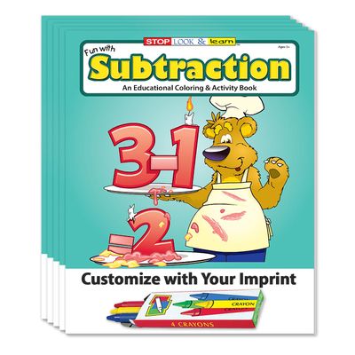 ZOCO Subtraction Custom Coloring Books for Kids (250 Bulk Pack, With Crayons) Preschool & Kindergarten Math Activity Books Educational Games, Puzzles & Number Practice Made in USA