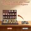 PiaoHao Challenge Coin Display Rack Holds Up to 80 Coins, Solid Wood Military Coin Holder with 3+9 Tier Collector Showcase for Veterans & Challenge Coin Collectors (Walnut) view 4