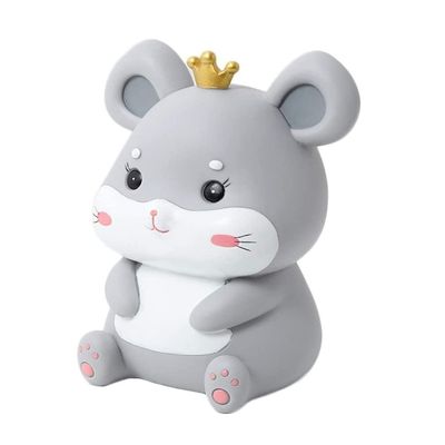 Coin Bank Toy Crown Mouse Piggy Bank Can Be Washed and Fall-Proof Home Can Save and Take Out Change Piggy Bank Money Box Saving Jar (Color : Grey, Size : Large)
