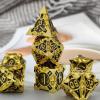WZLHJRAR Metal DND Dice Set - D&D Polyhedral Dice 7/Set for DND (Dungeons and Dragons Gift) MTG and RPG Multiplayer Dice Set D20 Game Accessories Free Leather Storage Bag - Imitation Gold Black Dice view 3