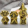 WZLHJRAR Metal DND Dice Set - D&D Polyhedral Dice 7/Set for DND (Dungeons and Dragons Gift) MTG and RPG Multiplayer Dice Set D20 Game Accessories Free Leather Storage Bag - Imitation Gold Black Dice view 4