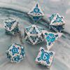 WZLHJRAR DND Metal Dice Set D&D Faceted Dice 7/Set for DND (Dungeons and Dragons) and RPG Tabletop Multiplayer D20 Dice Set Game Accessories Free Leather Storage Bag - Silver Blue Dice Set view 1