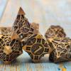 WZLHJRAR Metal DND Dice Set - 7 Piece RPG Dice Set with PU Leather Storage Bag - Antique Gold view 1