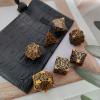 WZLHJRAR Metal DND Dice Set - 7 Piece RPG Dice Set with PU Leather Storage Bag - Antique Gold view 2