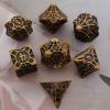 WZLHJRAR Metal DND Dice Set - 7 Piece RPG Dice Set with PU Leather Storage Bag - Antique Gold view 3
