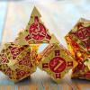 WZLHJRAR Metal DND Dice Set - D&D Polyhedral Dice 7/Set for DND (Dungeons and Dragons Gift) MTG and RPG Multiplayer Dice Set D20 Game Accessories Free Leather Storage Bag - Imitation Gold red view 2
