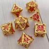 WZLHJRAR Metal DND Dice Set - D&D Polyhedral Dice 7/Set for DND (Dungeons and Dragons Gift) MTG and RPG Multiplayer Dice Set D20 Game Accessories Free Leather Storage Bag - Imitation Gold red view 3