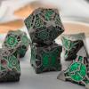 WZLHJRAR DND Dice Set Metal D&D Polyhedral Dice 7/Set for DND (Dungeons and Dragons Gift) and RPG Tabletop Multiplayer D20 Dice Set Game Accessories Free Leather Storage Bag - Sweep Green view 2