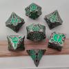 WZLHJRAR DND Dice Set Metal D&D Polyhedral Dice 7/Set for DND (Dungeons and Dragons Gift) and RPG Tabletop Multiplayer D20 Dice Set Game Accessories Free Leather Storage Bag - Sweep Green view 3