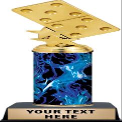 Personalized Dominoes Trophy, 11" Blue Dominoes Trophy Award, Customize Now