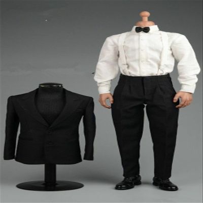 1/6 Scale Male Clothes, Men's Formal Black Tuxedo Gentleman Suit Costume Set for 12inches Male Soldier Action Figure Body Doll (G)