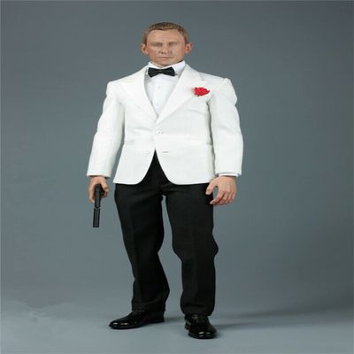 1/6 Scale Male Clothes, Male Agent White Suit Coat Pant Costume Set for 12inches Male Soldier Action Figure Body Doll (D)