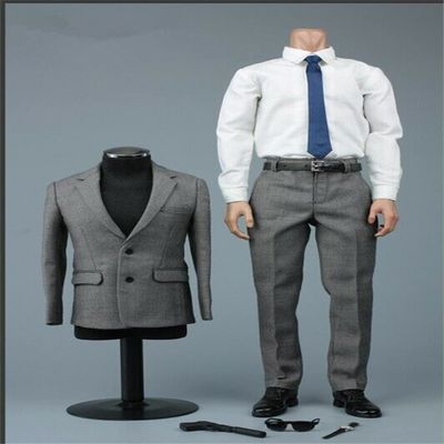 1/6 Scale Male Clothes, Male Agent Suit Coat Pant Costume Set for 12inches Male Soldier Action Figure Body Doll (A)