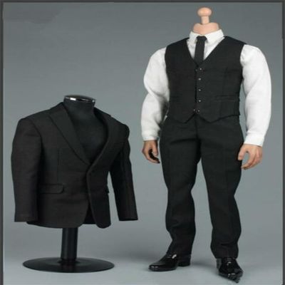 1/6 Scale Male Clothes, Gentleman Suit Coat Pant Costume Set for 12inches Male Soldier Action Figure Body Doll (E)