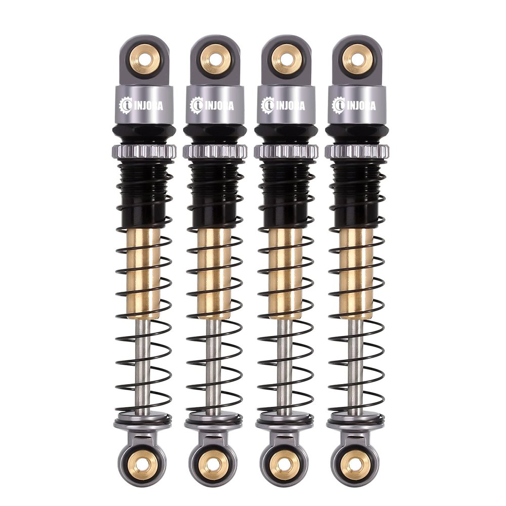INJORA 43mm Aluminum Shocks Threaded Tele Shock Absorber Damper for 1/24 RC Crawler Car Axial SCX24 AXI90081 Deadbolt Micro Crawler(Grey)