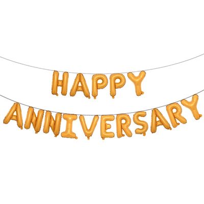 16 Inch Multicolor Happy Anniversary Letter Balloons Banner - Round Anniversary Balloon Banner for Party Decorations (Orange)