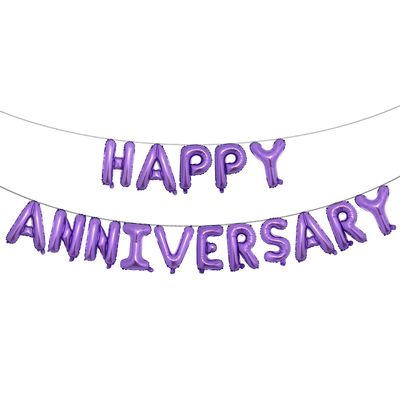 16 Inch Multicolor Happy Anniversary Letter Balloons Banner - Round Anniversary Balloon Banner for Party Decorations
