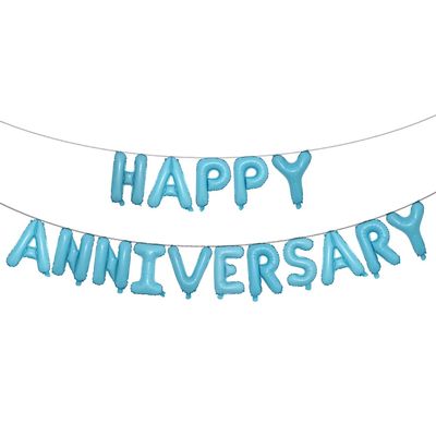 16 Inch Multicolor Happy Anniversary Letter Balloons Banner - Round Anniversary Balloon Banner for Party Decorations
