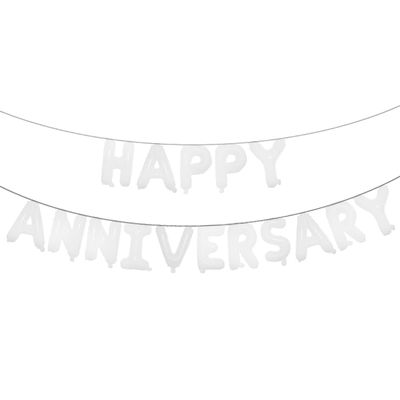 16 Inch Multicolor Happy Anniversary Letter Balloons Banner - Round Anniversary Balloon Banner for Party Decorations