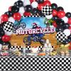 Capoda 72 Pieces Motorcycle Truck Party Decorations Dirt Bike Motocross Backdrop Tablecloth with Balloons Extreme Truck Theme Decor Set for Birthday Party Supplies view 1