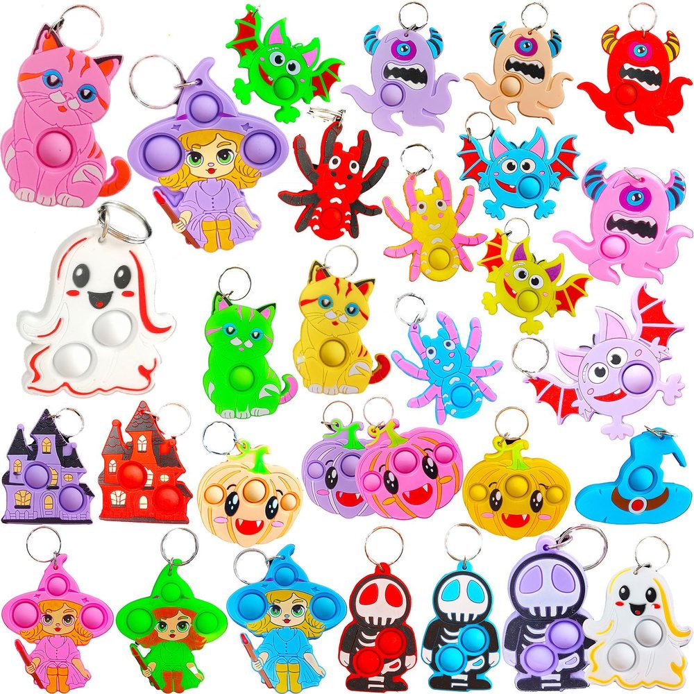 Roaqua Bulk 30 Packs Push Fidget Bubble Mini Pop Fidget for Teens and Kids,Small Birthday Halloween Party Favors Supplies and Classroom Student Prizes Gifts