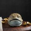 Brass Golden Toad Figurines,Copper Piggy Bank Cute Simulation Animal Frog Statue Crafts Collection Desktop Small Ornament Home Accessories Study Paperweight view 3