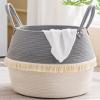 KAKAMAY Woven Baskets for Storage(17"x17"),Large Cotton Rope Woven Baby Laundry Hamper,Collapsible Laundry Basket, Blanket Basket for Organizing Living Room,Nursery,Pillows,Toy Chest(Grey) view 1