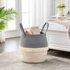 KAKAMAY Woven Baskets for Storage(17"x17"),Large Cotton Rope Woven Baby Laundry Hamper,Collapsible Laundry Basket, Blanket Basket for Organizing Living Room,Nursery,Pillows,Toy Chest(Grey) view 3