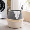 KAKAMAY Woven Baskets for Storage(17"x17"),Large Cotton Rope Woven Baby Laundry Hamper,Collapsible Laundry Basket, Blanket Basket for Organizing Living Room,Nursery,Pillows,Toy Chest(Grey) view 4