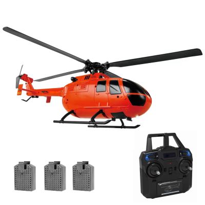 GoolRC C186 Remote Control Helicopter, 4 CH Single Propeller Without Ailerons RC Helicopter with 6-axis Gyro Stabilization, Altitude Hold, 3 Batteries, Remote Control Airplane Toy for Adults Orange