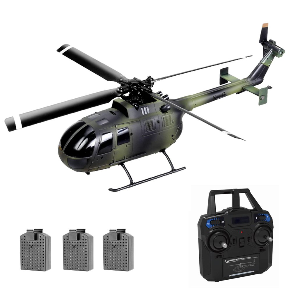 GoolRC C186 RC Helicopter, 4 CH Single Propeller Without Ailerons Remote Control Helicopter with 6-axis Gyro, Stabilization, Altitude Hold, 3 Batteries, RC Airplane Toys for Adults