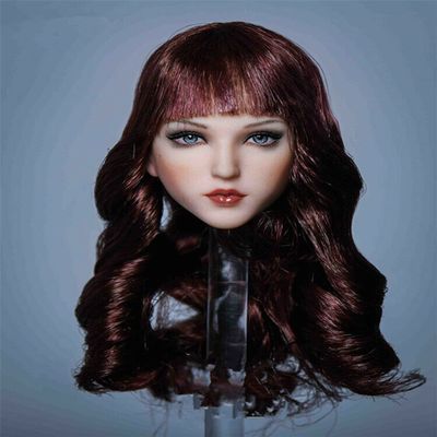 1/6 Scale Female Head Sculpt,Asian Girl Planted Hair Head Carving for 12inches PH TBL JO Seamless Action Figure Body Collection (G)